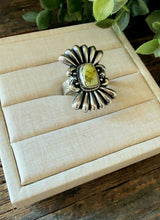 Load image into Gallery viewer, “Tamara” PALOMINO TURQUOISE &amp; STERLING ADJUSTABLE SILVER RING