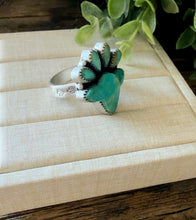 Load image into Gallery viewer, “Forever lady” HANDMADE STERLING SILVER KINGMAN TURQUOISE ADJUSTABLE COW RING