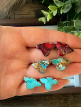 Load image into Gallery viewer, “Gammar” HANDMADE STERLING SILVER COW EARRINGS-Royston Turquoise