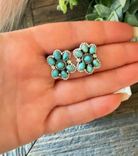 Load image into Gallery viewer, “Dream” HANDMADE STERLING SILVER KINGMAN TURQUOISE POST STUDS EARRINGS