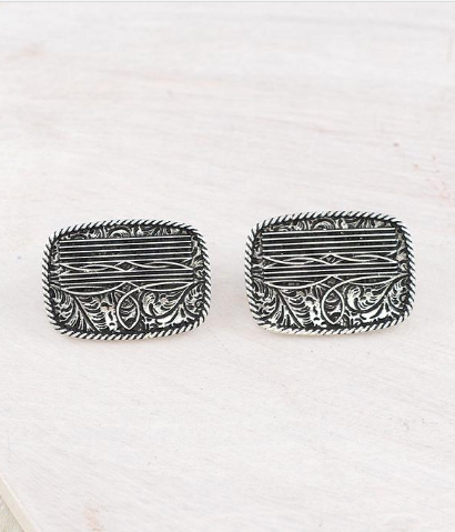 Boot stitch buckle earrings