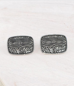 Boot stitch buckle earrings