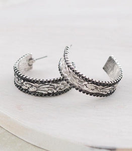 Western tooled hoop earrings