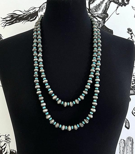 Navajo pearl 60” necklace - turquoise