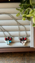 Load image into Gallery viewer, “Gloriana” STERLING SILVER GOLDEN ICE BLUE-DAHLIA ROSE COW NECKLACE