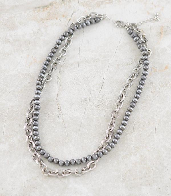 Navajo pearl and chain- 2 strand -silver