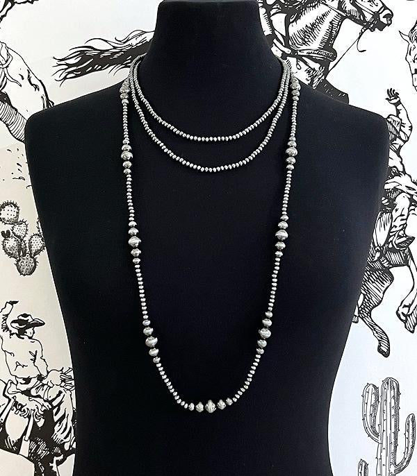 Navajo pearl layered necklace- silver