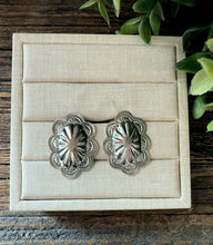 Load image into Gallery viewer, “Hilda” Handmade Sterling Silver Stamped Concho Earrings