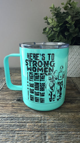Strong women- cow -travel mug