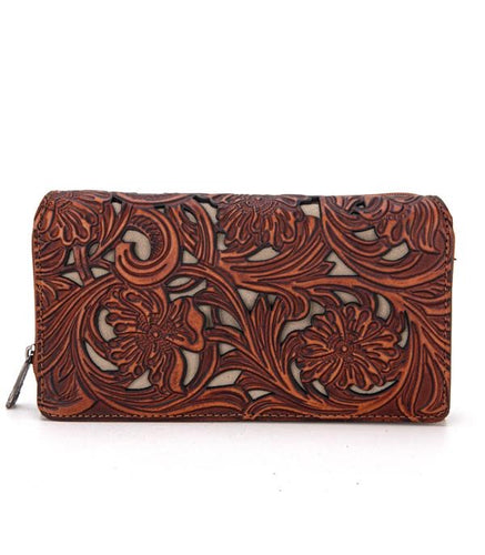 Tooled wallet - brown