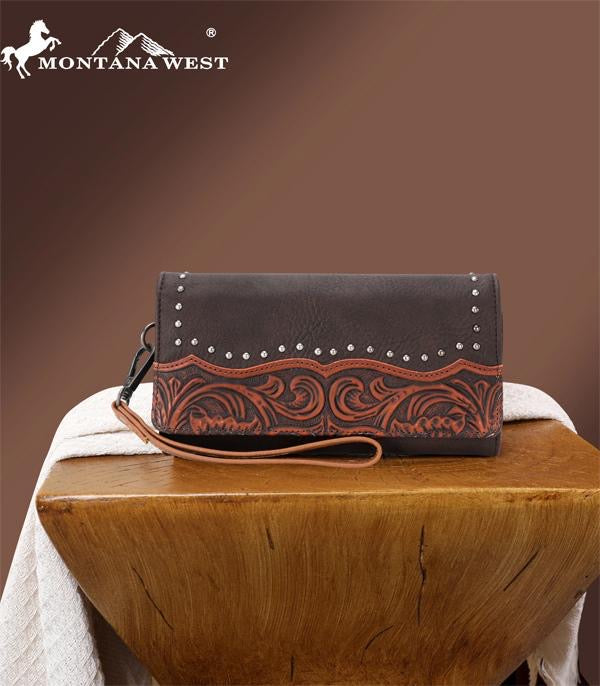 Tooled wallet - coffee