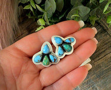 Load image into Gallery viewer, “THE SUNNY” GOLDEN HILLS &amp; SONORAN MOUNTAIN TURQUOISE STERLING SILVER EARRINGS