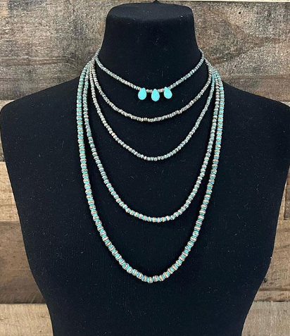 Multi strand Navajo pearl necklace - patina