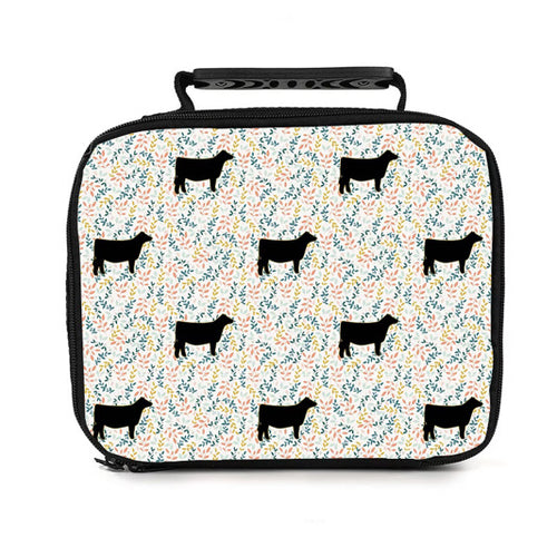Floral black heifer lunch bag
