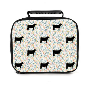 Floral black heifer lunch bag