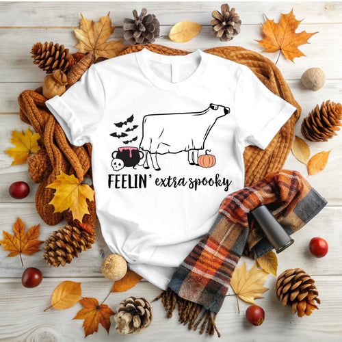 Feelin extra spooky - dairy cow T shirt (multiple colours)