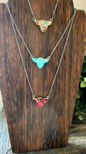 Load image into Gallery viewer, “Nancy” HANDMADE STERLING SILVER COW NECKLACE- KINGMAN TURQUOISE