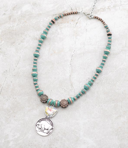 Buffalo nickle necklace - patina