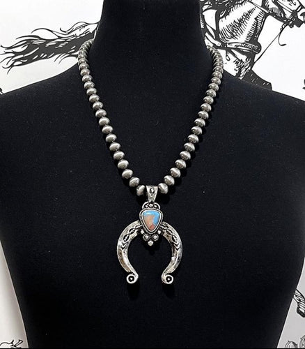 Squash Blossom necklace-turquoise