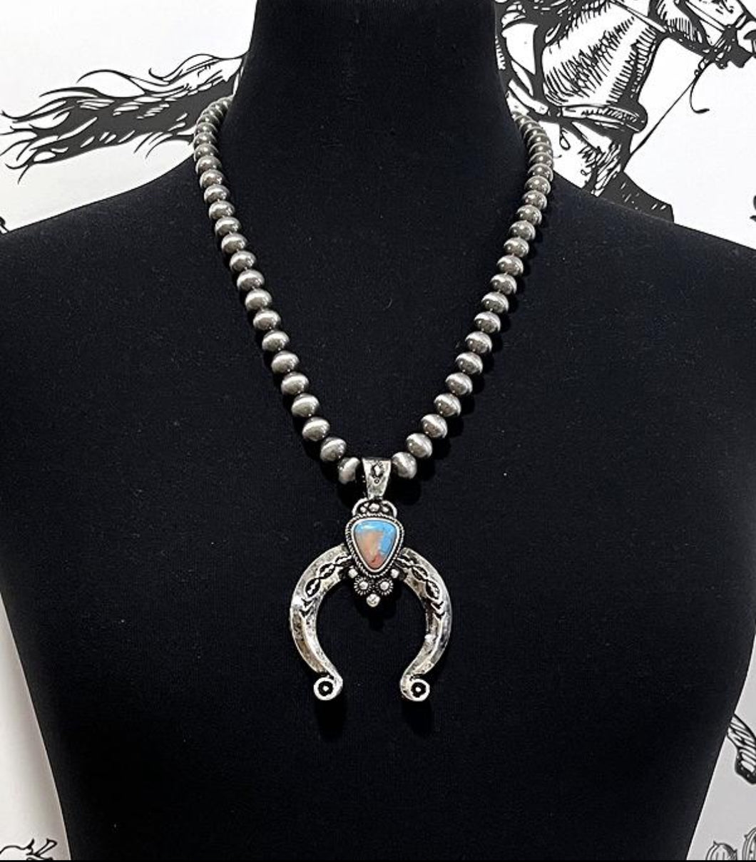Squash Blossom necklace-turquoise