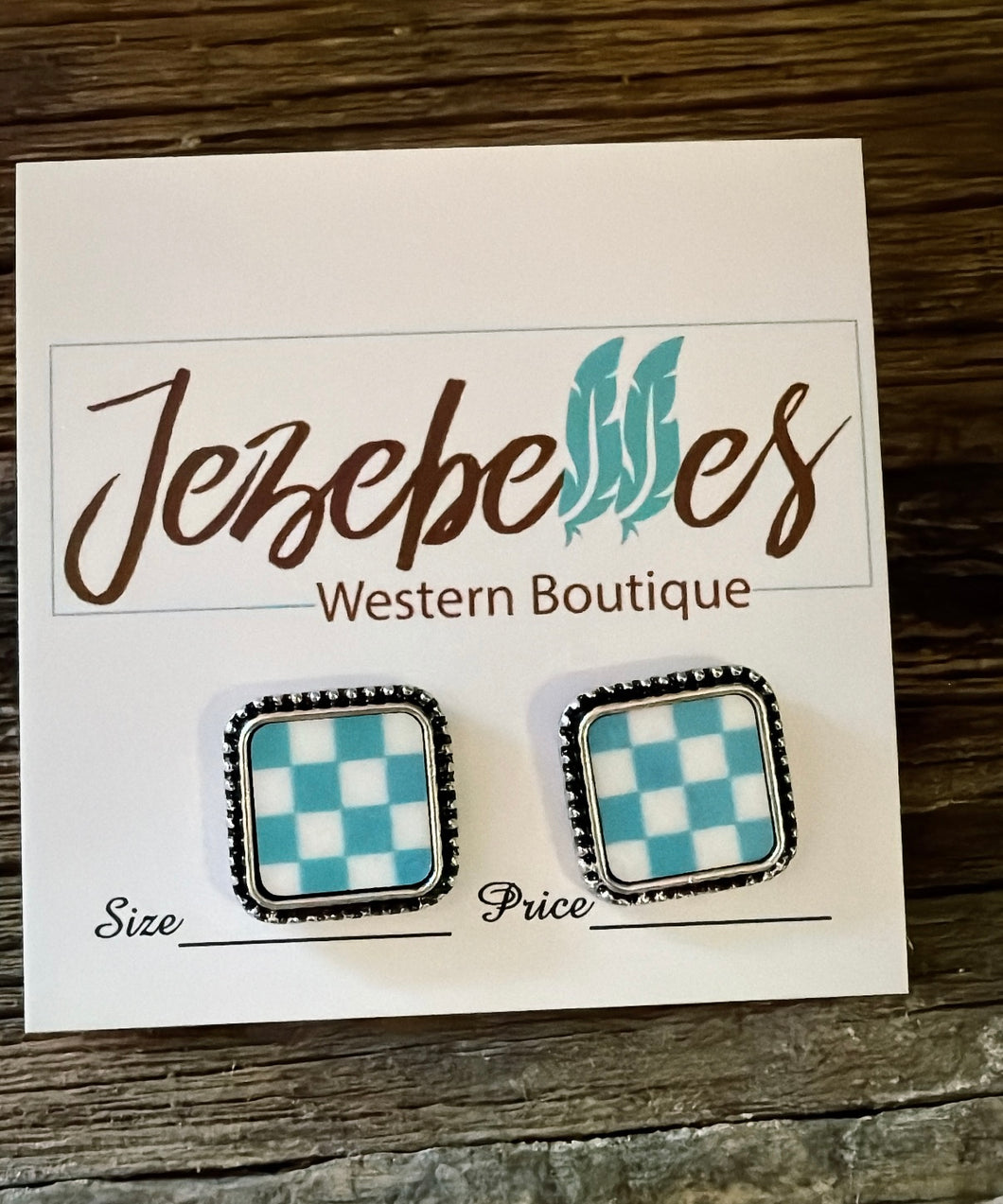Square checkered - white and turquoise