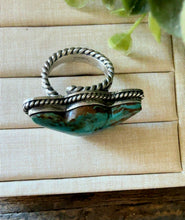 Load image into Gallery viewer, “Echo” ROYSTON TURQUOISE &amp; STERLING SILVER COW ADJUSTABLE RING