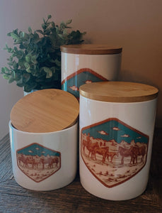 Canister set of 3- cowboy & his horses