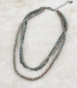 Navajo pearl and chain- 3 strand - patina