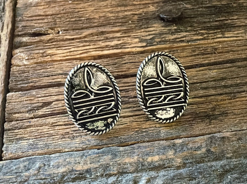 Oval Boot stitch  earrings