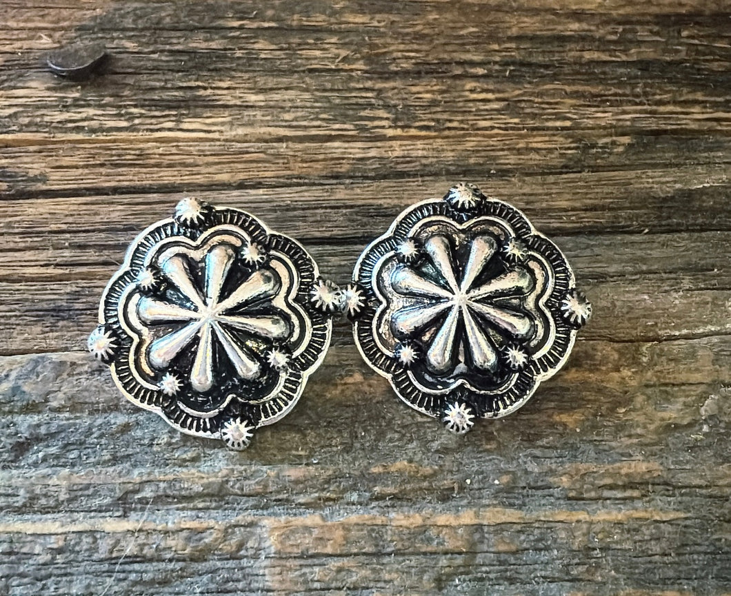 Floral concho earrings