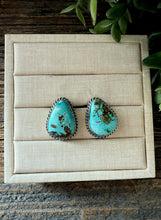 Load image into Gallery viewer, “Chloe” Handmade Sterling Silver Sonoran Gold Turquoise  Stud Earrings