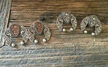 Load image into Gallery viewer, Squash blossom tooled earrings (multiple colours)