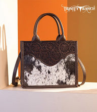 Load image into Gallery viewer, Cowhide floral tooled tote/crossbody-coffee