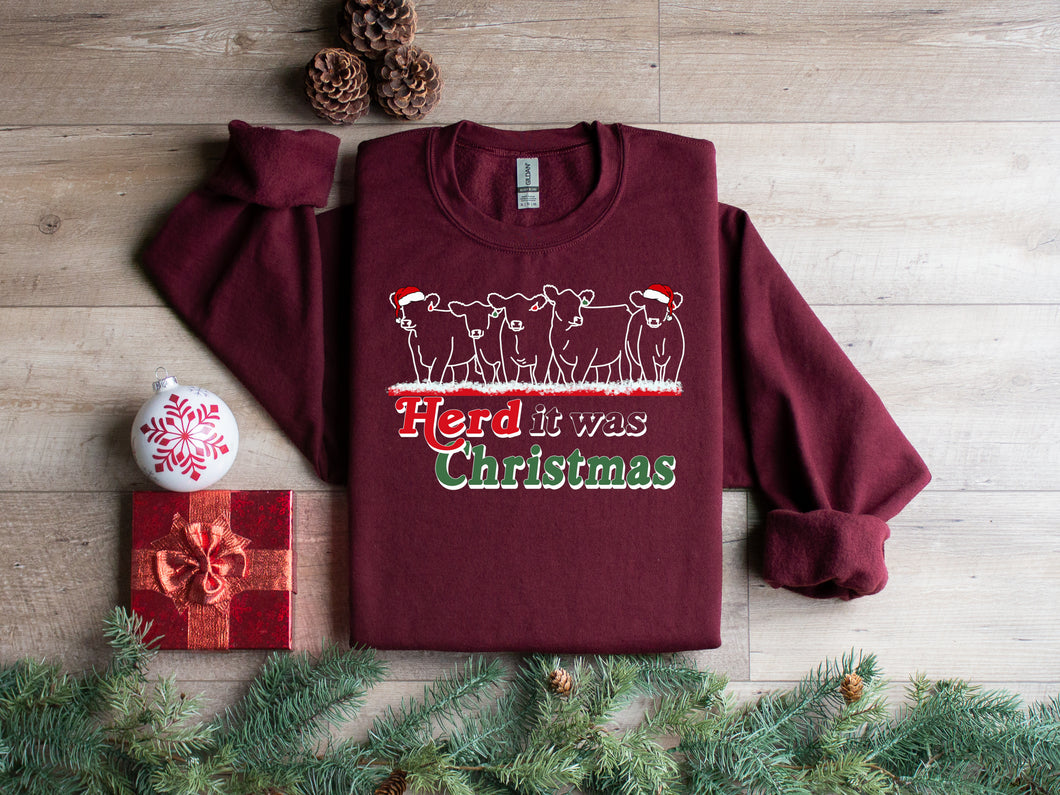Herd it was christmas- crew neck