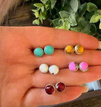 Load image into Gallery viewer, ROUND-HANDMADE STERLING SILVER MULTI STONE EARRINGS
