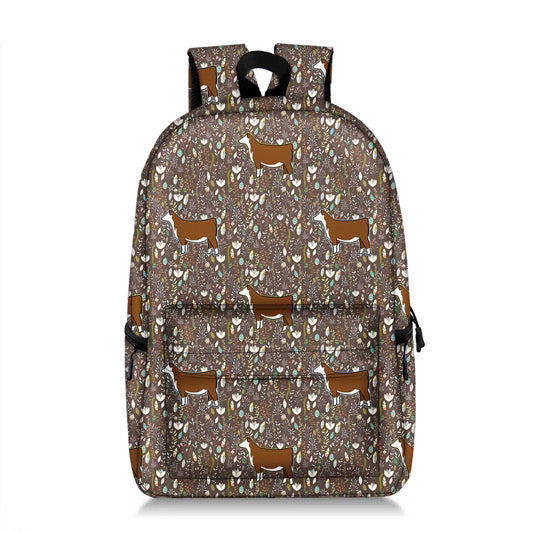 Brown hereford floral backpack