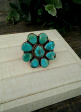 Load image into Gallery viewer, “Sunflower” Copper Kingman Turquoise Adjustable Cluster Ring
