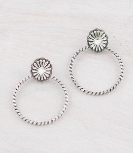 Concho hoop earrings - silver