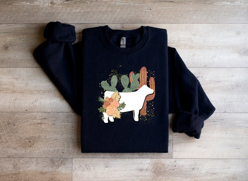 Boho cow -white-crewneck(multiple colours)