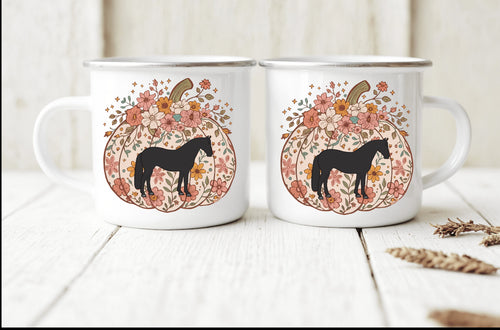 Pumpkin horse camping mug