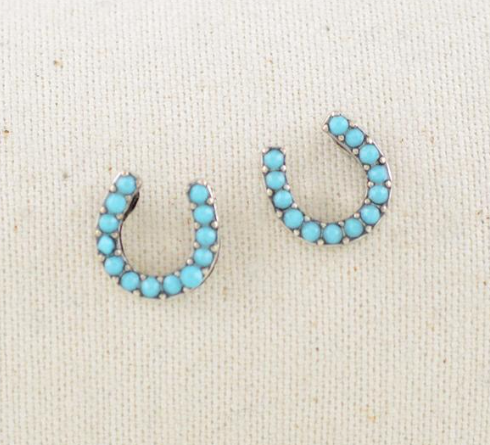 Horse shoe earrings -turquoise