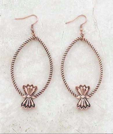 Butterfly concho hoop earrings-copper