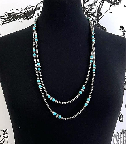 Navajo pearl 60” necklace - turquoise