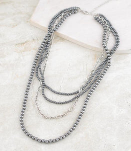 Navajo pearls and chain 4 stand - silver