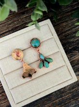 Load image into Gallery viewer, “Galaxy” COPPER &amp; KINGMAN TURQUOISE POST DANGLE EARRINGS