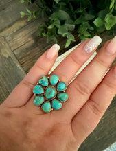 Load image into Gallery viewer, “Sunflower” Copper Kingman Turquoise Adjustable Cluster Ring