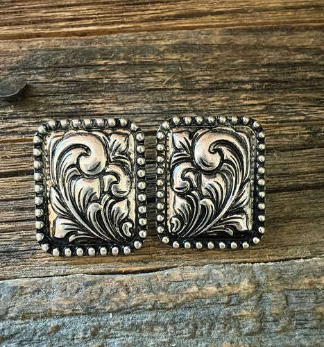 Rectangle tooled earrings