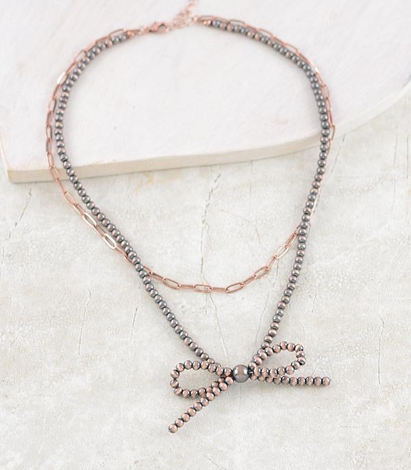 Navajo chain bow necklace- double stand copper