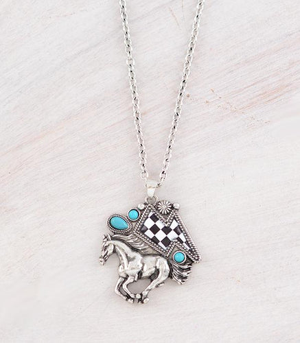 Horse bolt checkered necklace