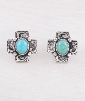 Turquoise cross earrings
